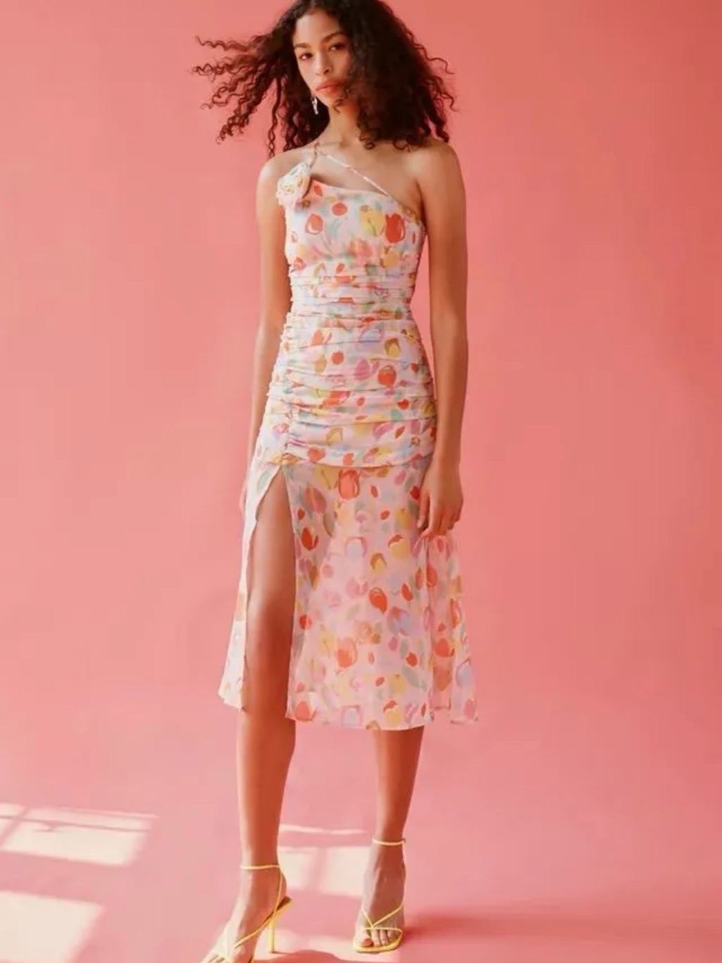 For Love And Lemons X Revolve Desmona Midi Dress Floral Halter Pink S $266